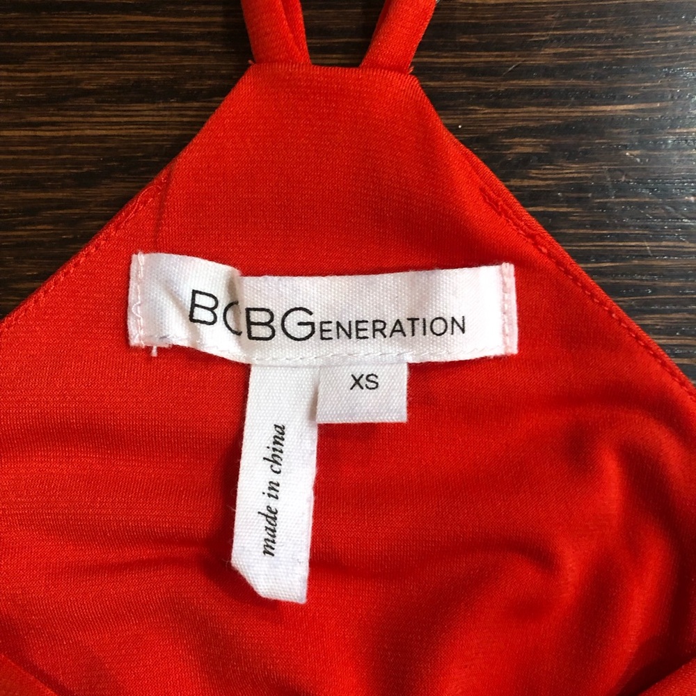 Bcbgeneration Vibrant Red-Orange Drape Dress - image 3